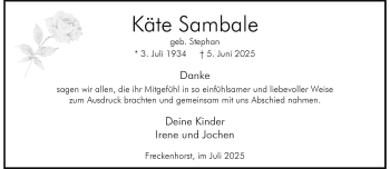 Anzeige von Käte Sambale 