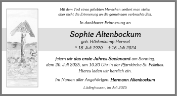 Anzeige von Sophie Altenbockum 