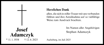 Anzeige von Josef Adamczyk 