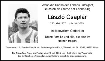 Anzeige von László Csaplár 