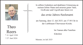 Anzeige von Theo Reers 