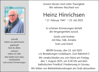 Anzeige von Heinz Hinrichsen 