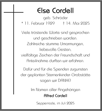 Anzeige von Else Cordell 