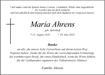 Anzeige von Maria Ahrens 