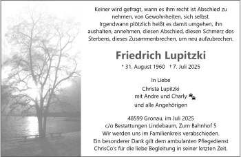 Anzeige von Friedrich Lupitzki 