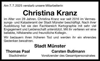 Anzeige von Christina Kranz 