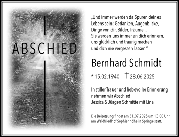 Anzeige von Bernhard Schmidt 