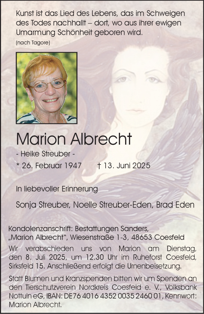  Traueranzeige für Marion Albrecht vom 05.07.2025 aus 