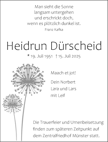Anzeige von Heidrun Dürscheid 