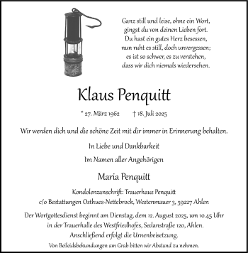 Anzeige von Klaus Penquitt 