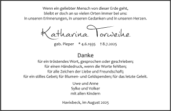 Anzeige von Katharina Torweihe 