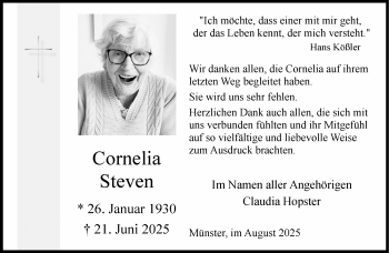 Anzeige von Cornelia Steven 