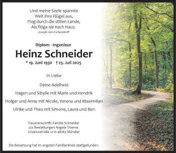 Anzeige von Heinz Schneider 