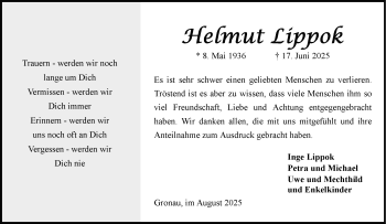 Anzeige von Helmut Lippok 