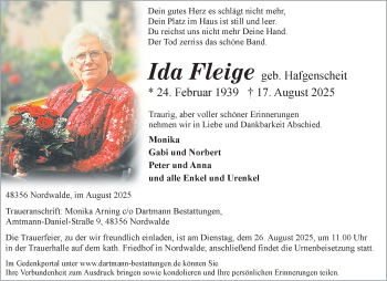 Anzeige von Ida Fleige 