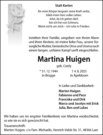 Anzeige von Martina Huigen 