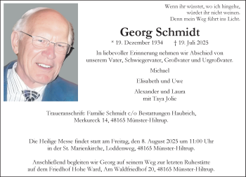 Anzeige von Georg Schmidt 