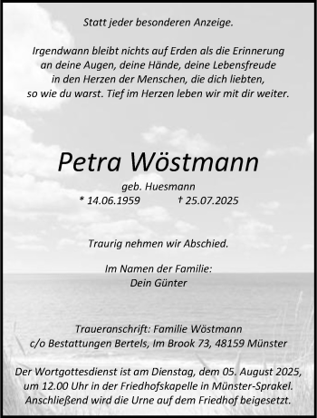 Anzeige von Petra Wöstmann 