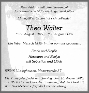 Anzeige von Theo Walter 