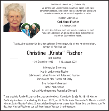 Anzeige von Christine Fischer 