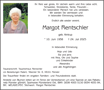 Anzeige von Margot Rentschler 