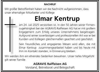 Anzeige von Elmar Kentrup 