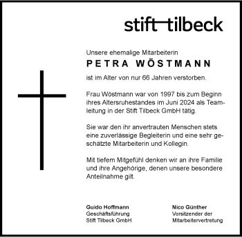Anzeige von Petra Wöstmann 