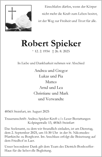 Anzeige von Robert Spieker 