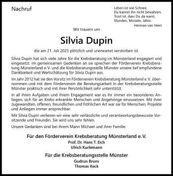 Anzeige von Silvia Dupin 