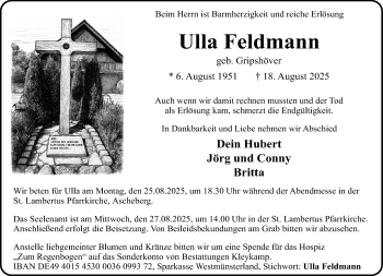Anzeige von Ulla Feldmann 