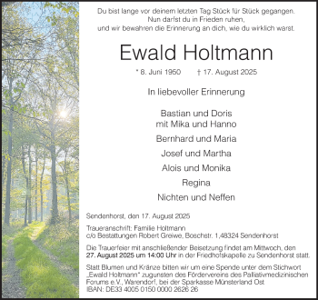 Anzeige von Ewald Holtmann 