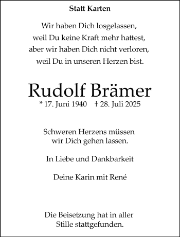 Anzeige von Rudolf Brämer 