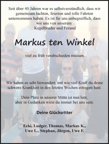 Anzeige von Markus ten Winkel 