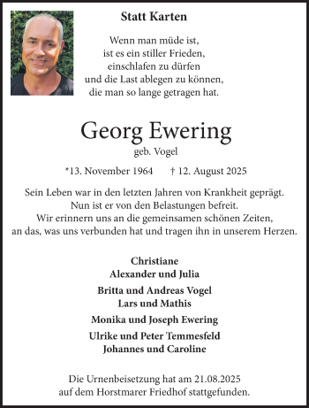 Anzeige von Georg Ewering 