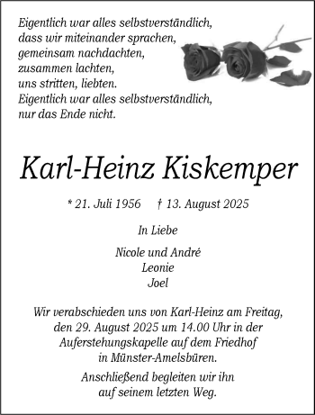 Anzeige von Karl-Heinz Kiskemper 
