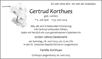 Anzeige von Gertrud Korthues 