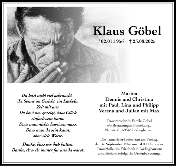 Anzeige von Klaus Göbel 