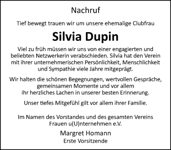 Anzeige von Silvia Dupin 