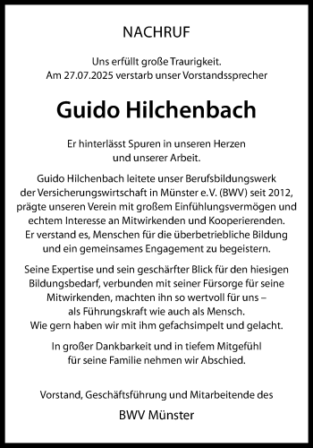 Anzeige von Guido Hilchenbach 