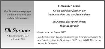 Anzeige von Elli Spräner 