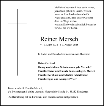 Anzeige von Reiner Mersch 