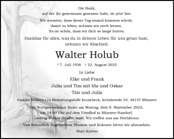 Anzeige von Walter Holub 