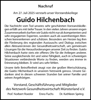 Anzeige von Guido Hilchenbach 