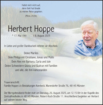Anzeige von Herbert Hoppe 