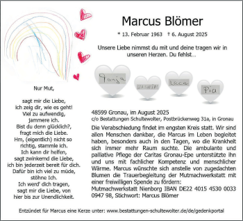 Anzeige von Marcus Blömer 