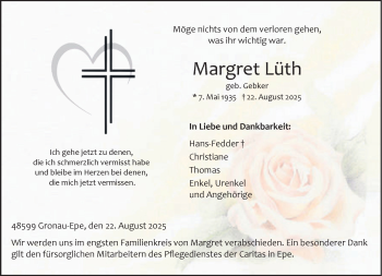 Anzeige von Margret Lüth 
