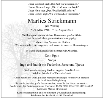 Anzeige von Marlies Strickmann 
