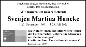 Anzeige von Svenjen Martina Huneke 