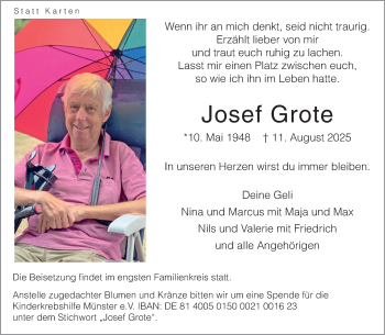 Anzeige von Josef Grote 