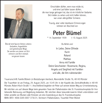 Anzeige von Peter Blümel 